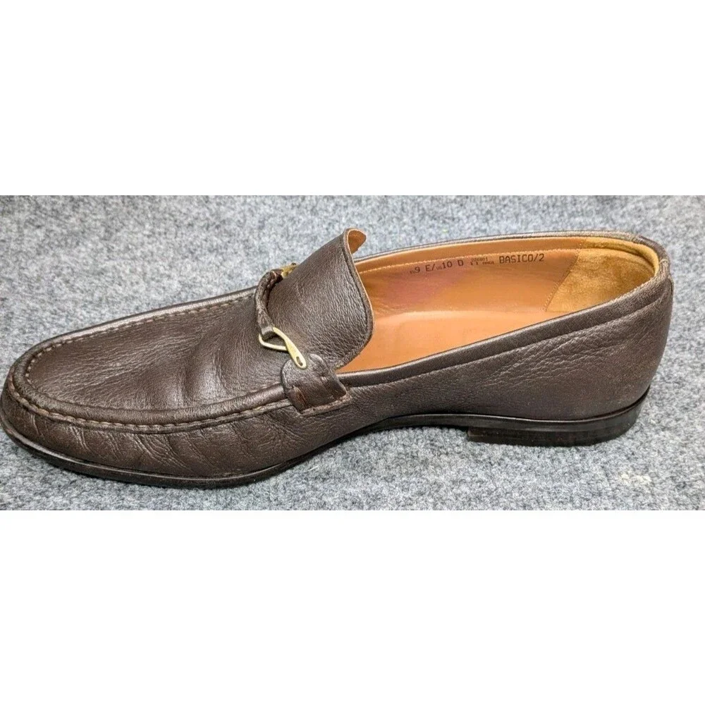 Bally Basico/2 Horsebit Loafers Mens US 10 D Brown Pebbled Leather
